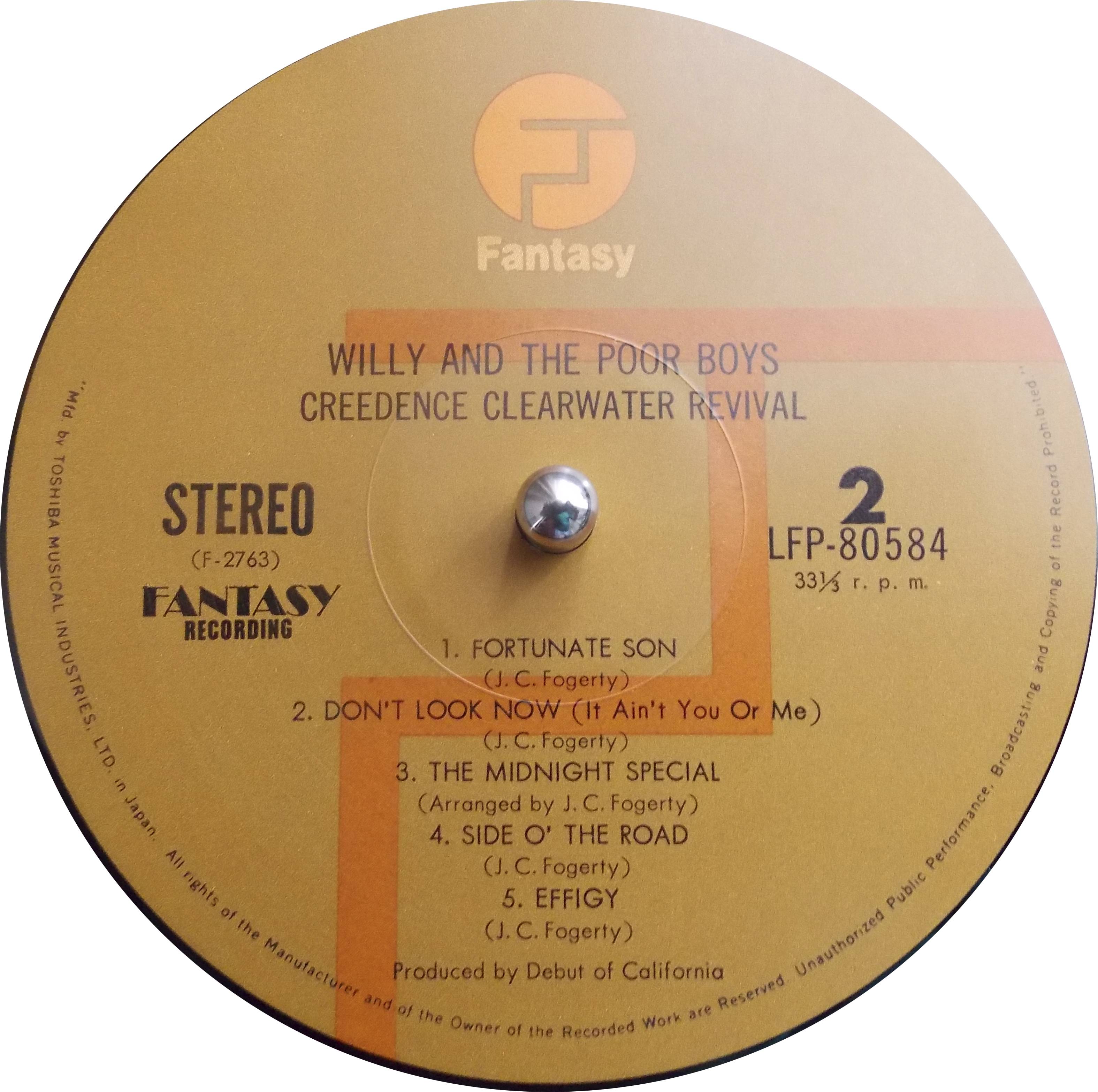 Creedence Clearwater Revival Willy And The Poor Boys [lp label b jpn]